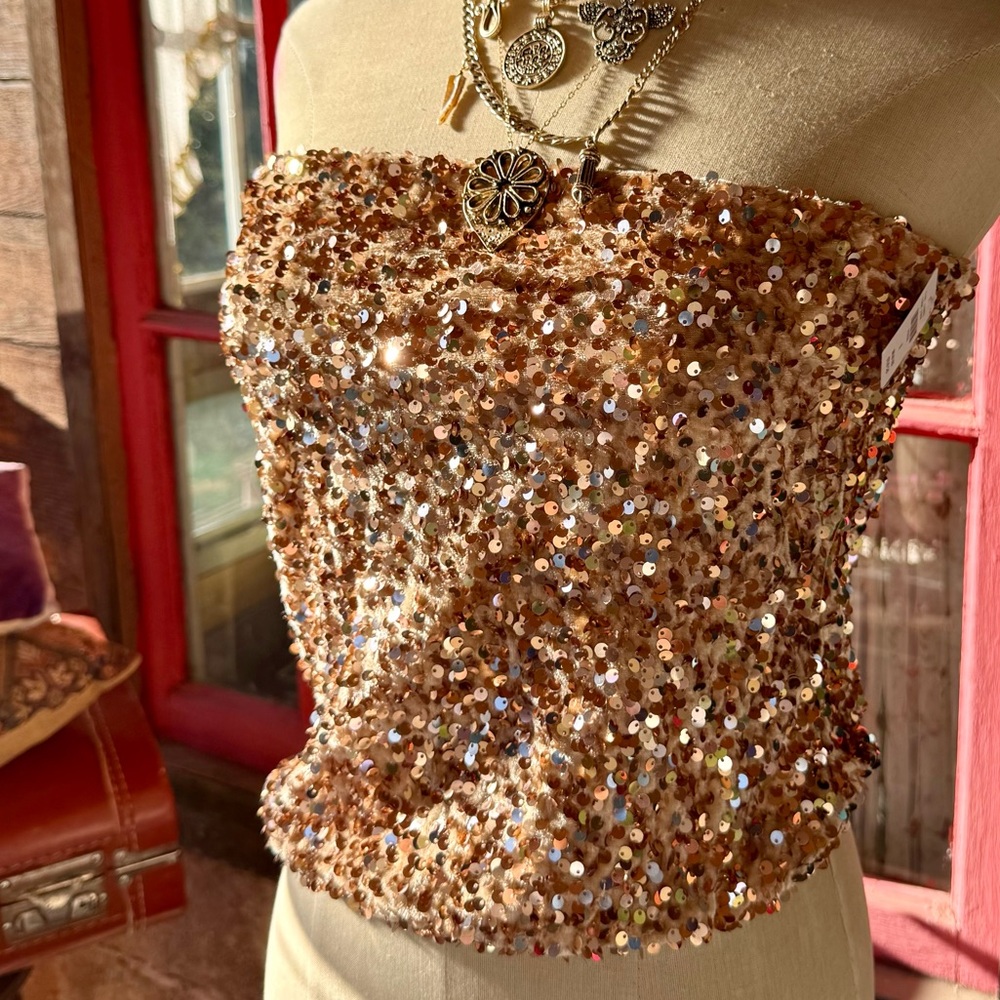 Anthropologie Sequin Tube Top - Picture 8 of 13